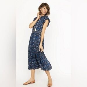 NEW Part Two Copenhagen Landeal Blue Paisley Midi Dress Women’s US 12/EU 44